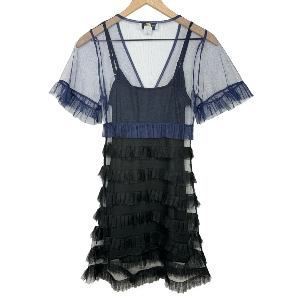 NEW Never Fully Dressed Kate Sheer Ruffled Mini Dress - Picture 4 of 15